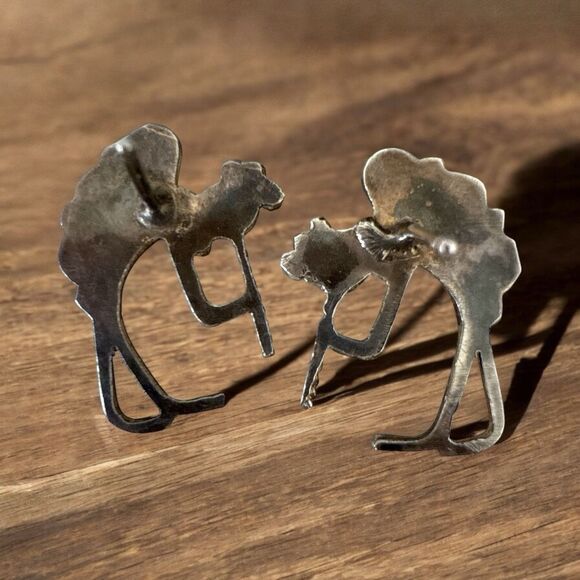 Vintage Zuni Snake Eye Kokopelli Stud Earrings - Picture 2 of 3